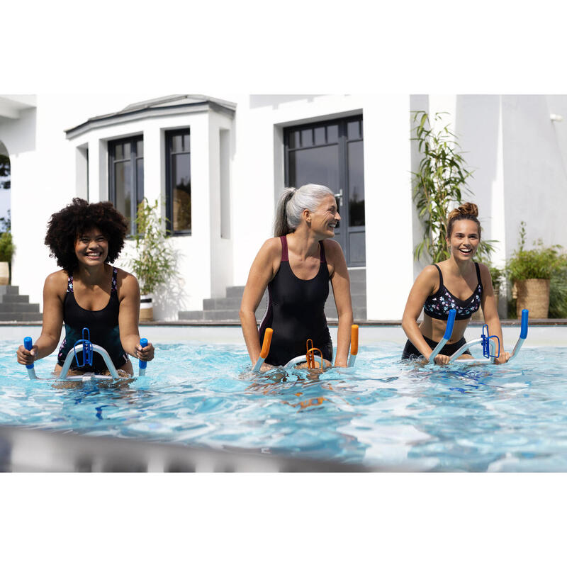 Dámské plavky jednodílné nohavičkové na aqua fitness Sofi černo-růžové