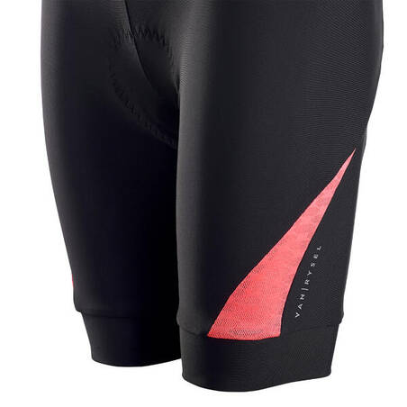 Women's Strapless Summer Road Cycle Shorts Discover - Black/Coral