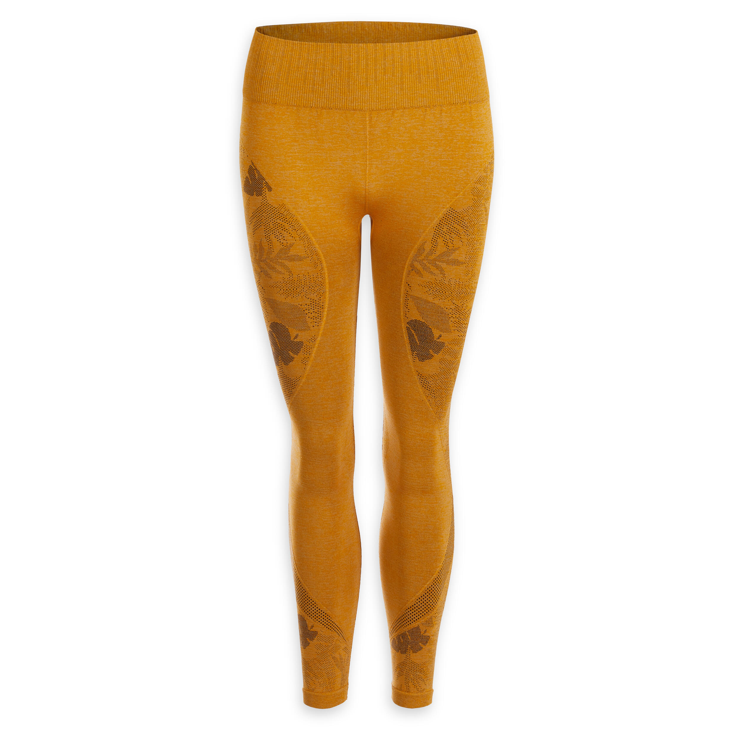 Women's Seamless 7/8 Dynamic Yoga Leggings - Mottled Ochre 5/5