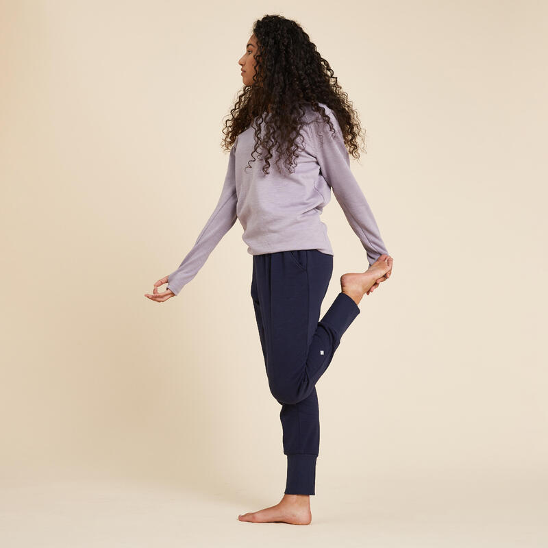 Wortelbroek voor zachte yoga dames marineblauw