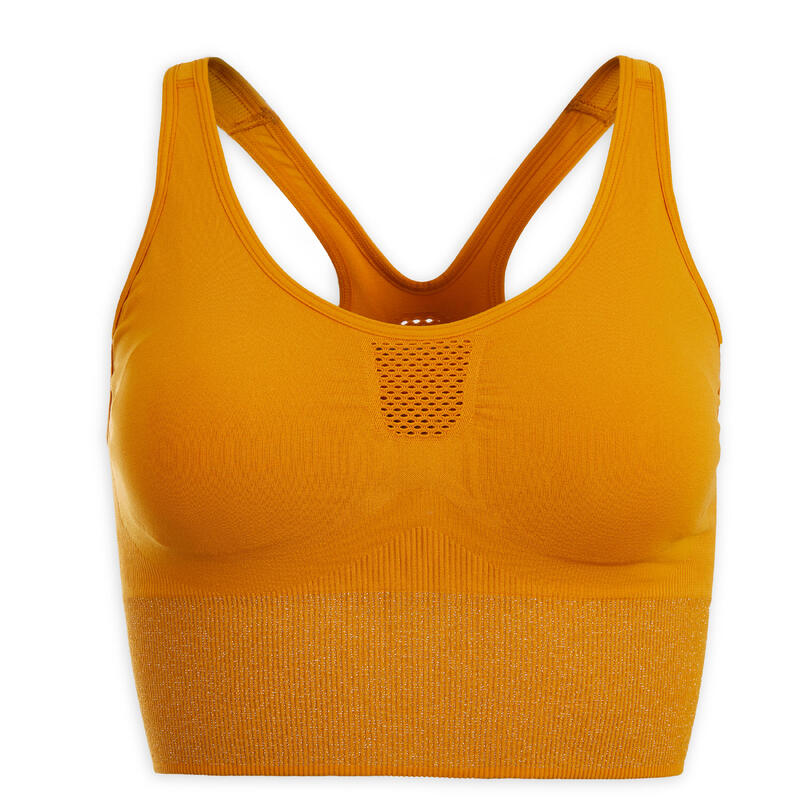 BRASSIERE YOGA CROP FEMME OCRE