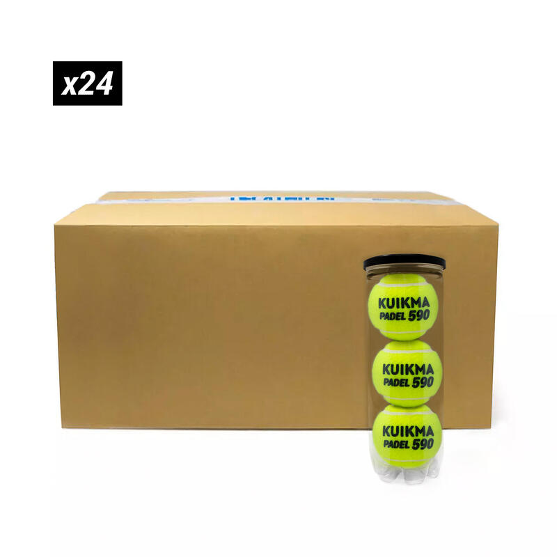 Carton 24 tubes de 3 balles de padel avec pression - Kuikma PB 590