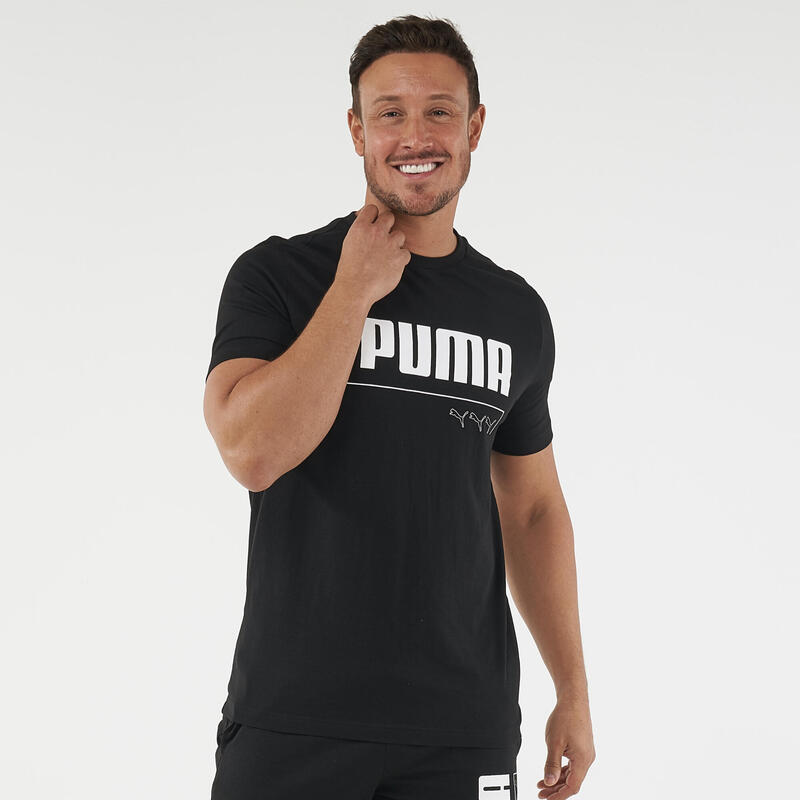 T-shirt voor fitness heren 100% katoen zwart