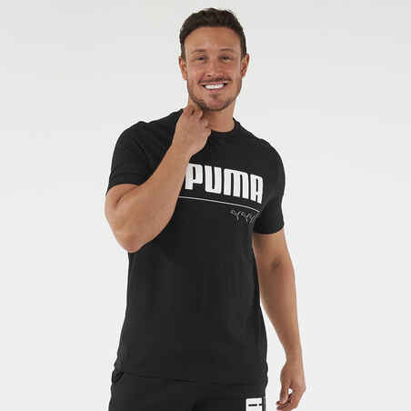 T-Shirt Fitness Puma 100 % Baumwolle Herren schwarz 