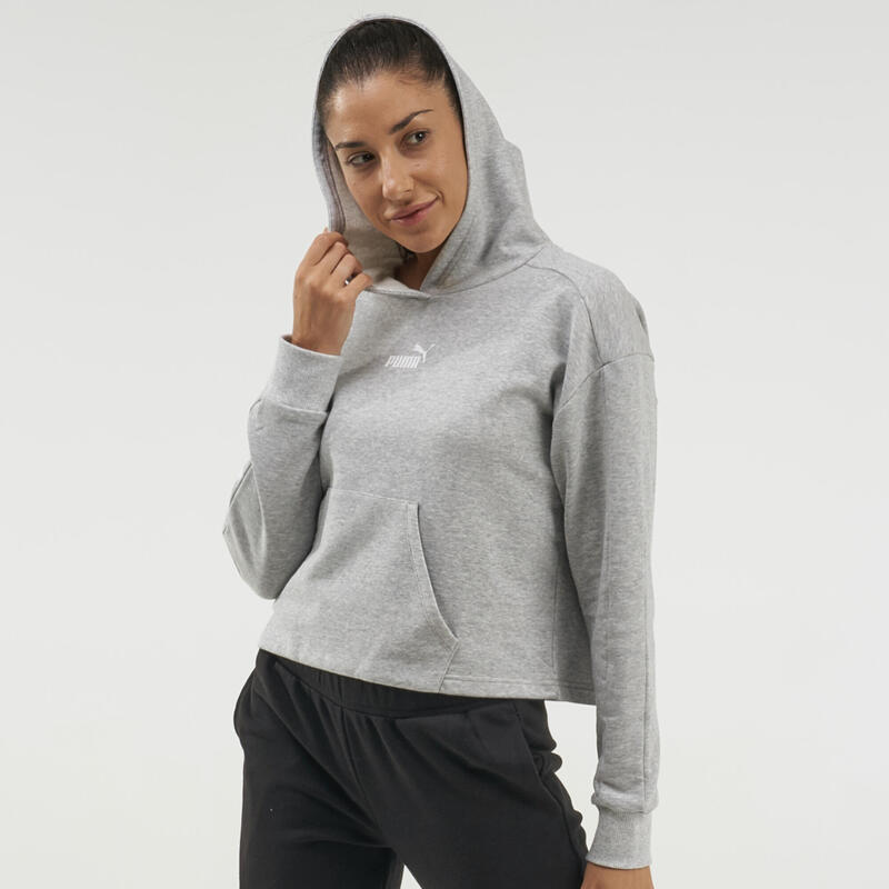 SWEAT PUMA CROP FITNESS COTON GRIS - FEMME
