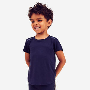Camiseta gimnasia deportiva manga corta transpirable Bebés Domyos 500 azul