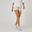 Short Fitness femme coton droit avec poche - gris chiné clair court