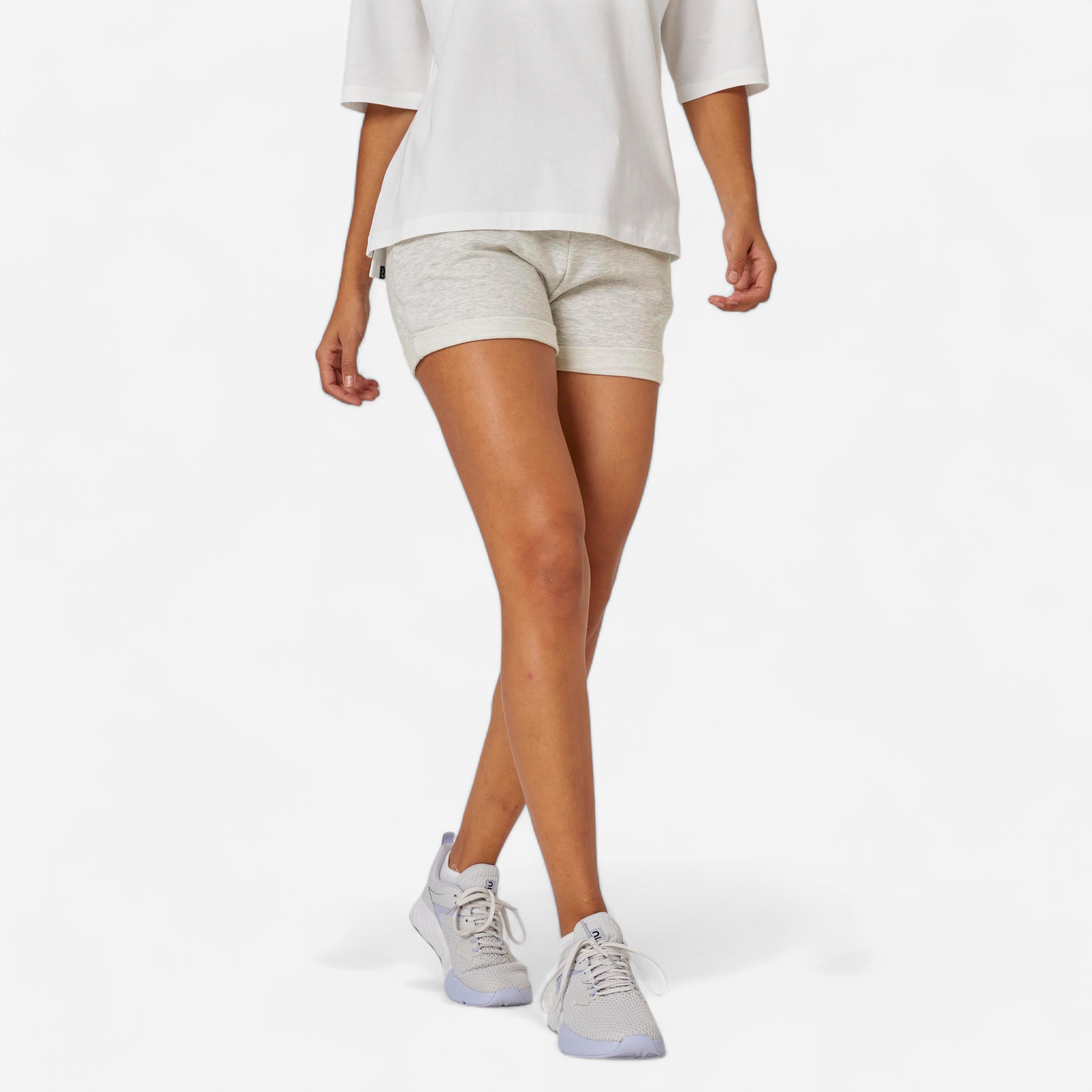 DOMYOS Korte fitness short dames katoen recht model met zak | Decathlon