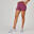 Short Fitness femme coton droit avec poche - violet court