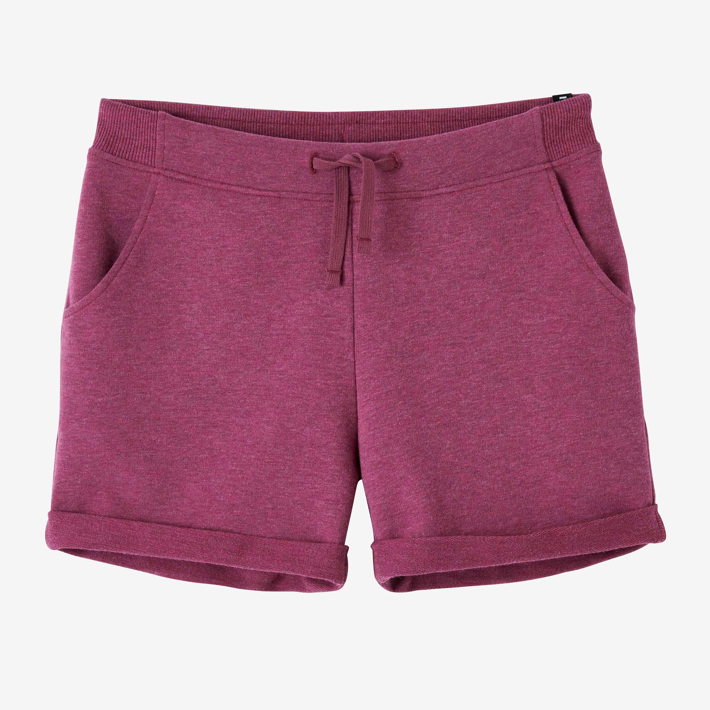 Women's Short Straight-Leg Cotton Fitness Shorts with Pocket - Purple 5/5