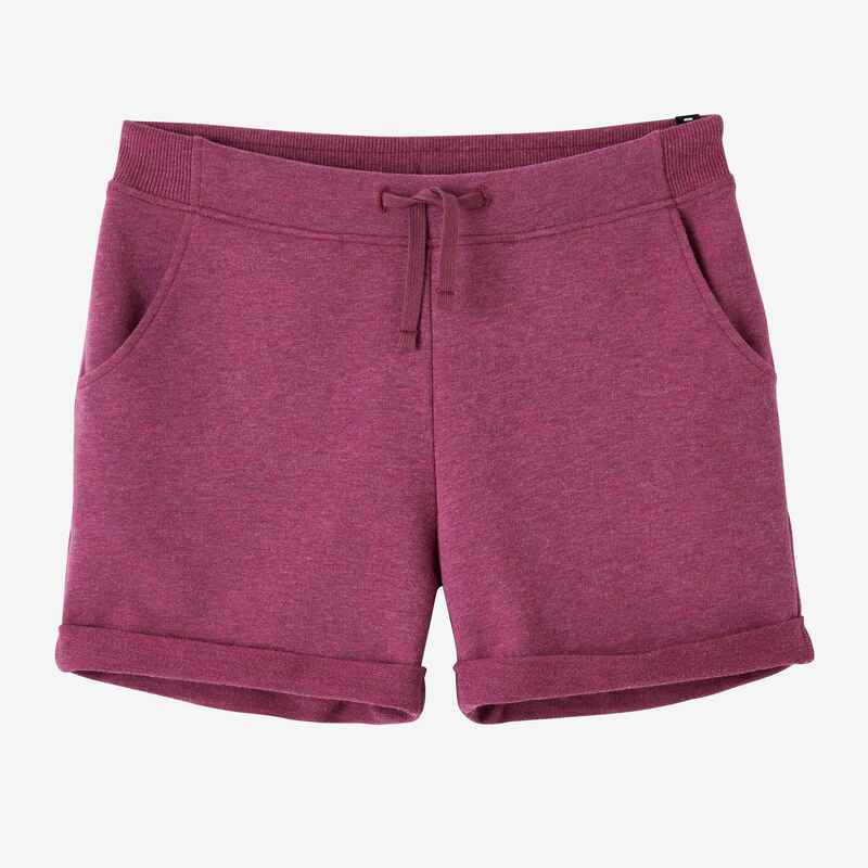 Shorts kurz gerade Fitness Baumwolle mit Tasche Damen violett 