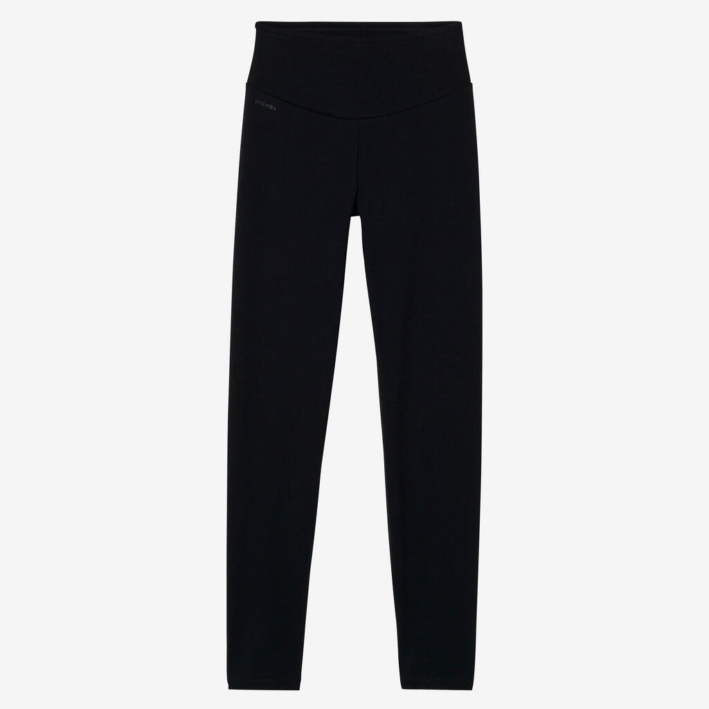 Leggings Fitness Baumwolle figurformend Damen schwarz