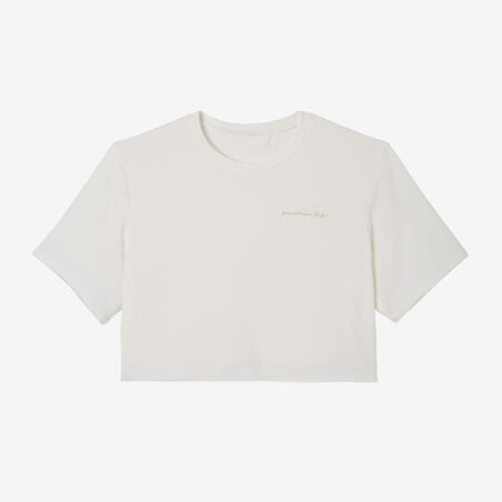 T-shirt Crop Top fitness femme - 520 Blanc