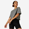 Cropped fitness T-shirt voor dames 520 grijs