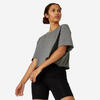 T-shirt crop top fitness femme - 520 Gris