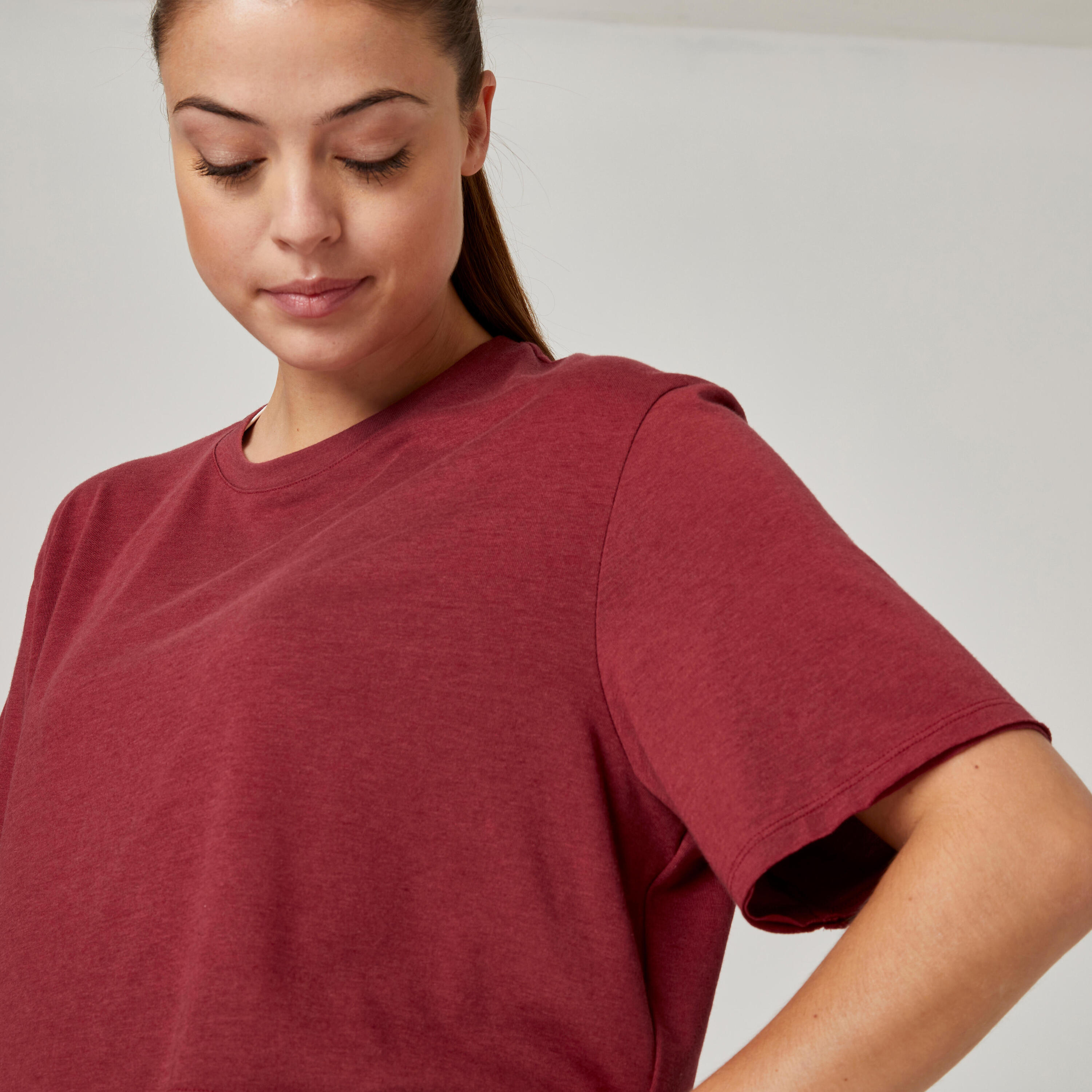 Women's Cropped Fitness T-Shirt 520 - Beetroot Red 5/7