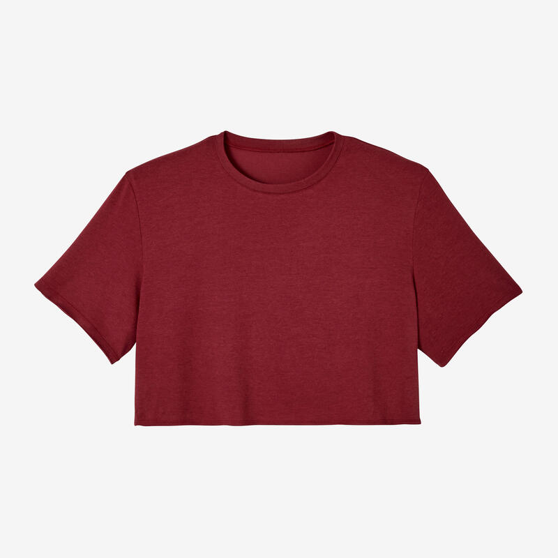 T-Shirt Damen Crop Top 520 - dunkelrot 