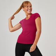 Women Cotton Blend Gym T-shirt Slim fit 500 - Red