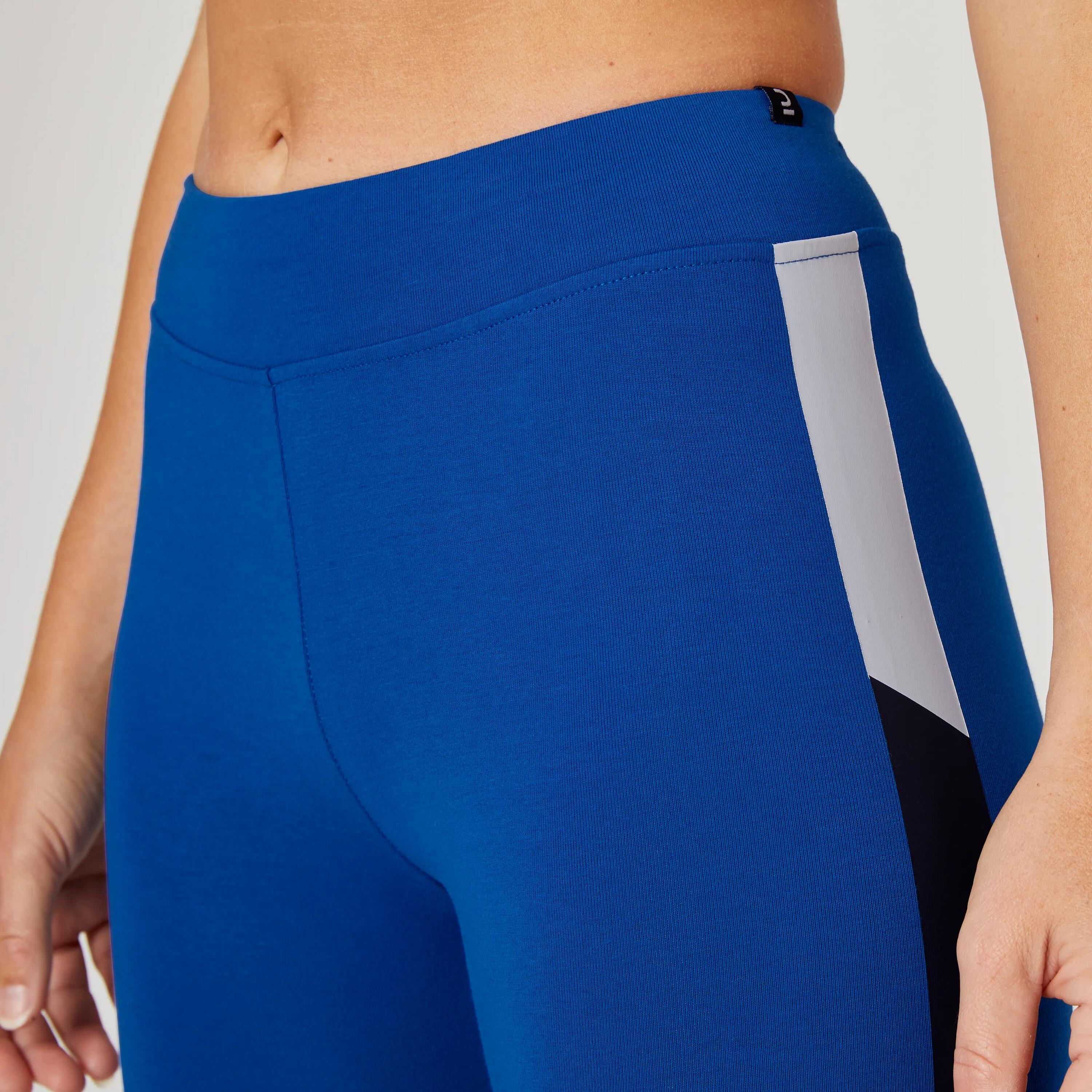 Women's Fitness 7/8 Leggings Fit+ 500 - Blue Print 5/6