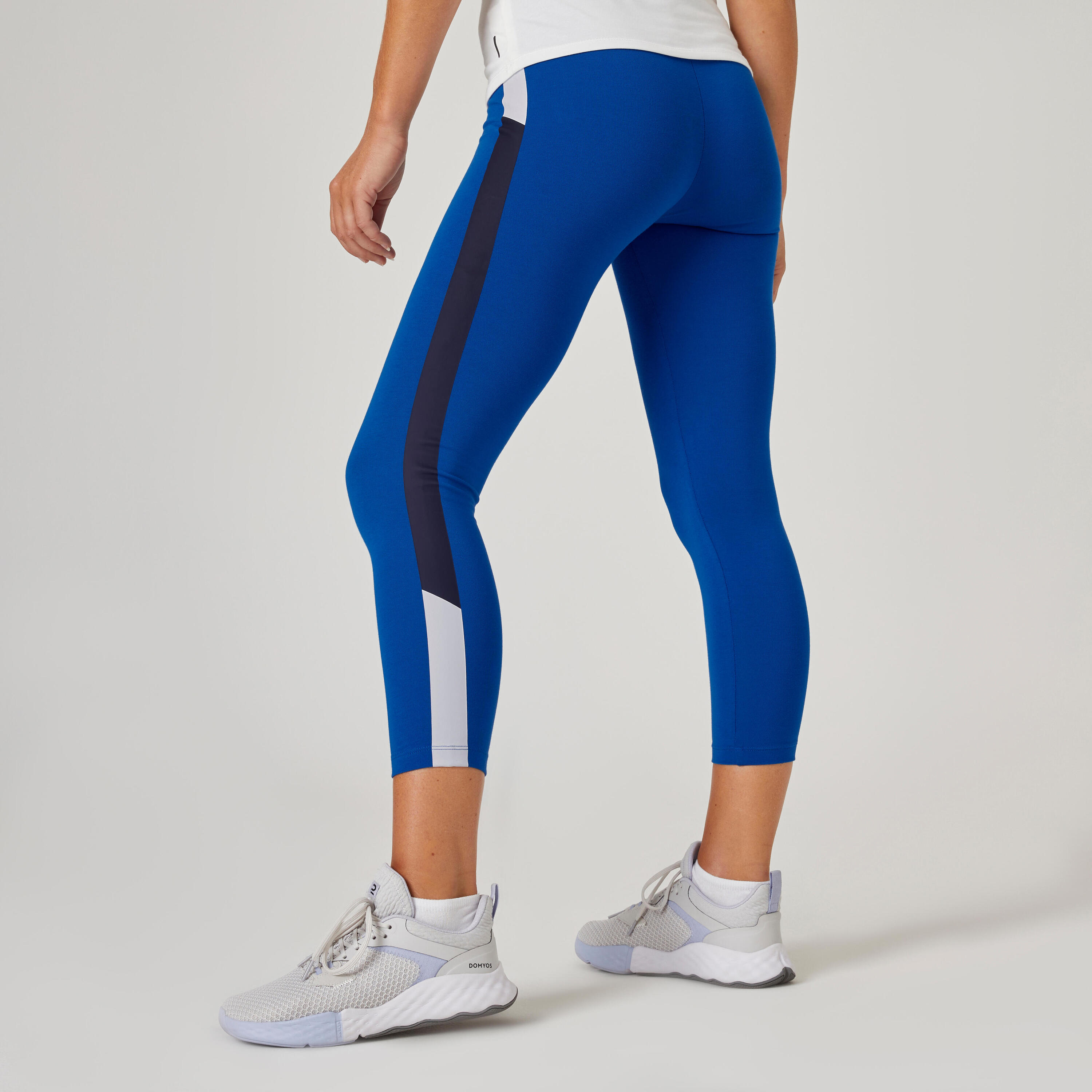 Women's Fitness 7/8 Leggings Fit+ 500 - Blue Print 2/6