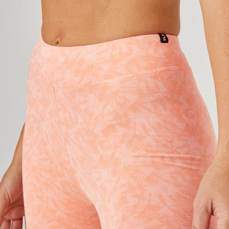 Leggings 7/8 donna fitness FIT+ cotone leggero arancioni chiari