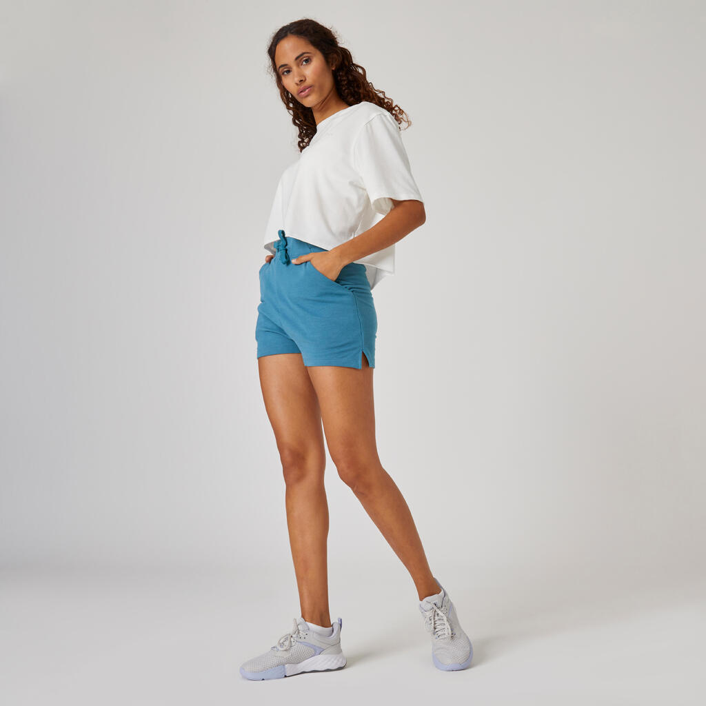 Shorts Damen Baumwolle mit Tasche - 520 mintgrün 