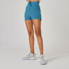 Women's Gym Slim-Fit Cotton Blend Shorts 520 With Pocket-Blue