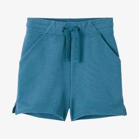 Shorts Slim 520 Fitness Baumwolle mit Tasche Damen blau 