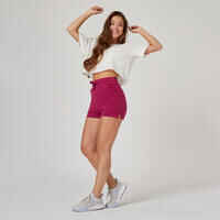 Shorts Slim 520 Fitness Baumwolle mit Tasche Damen violett 