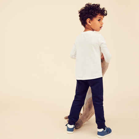 Παιδικό απλό βαμβακερό μακρυμάνικο T-Shirt - Λευκό