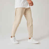 Pantalón chándal fitness slim Hombre Domyos 500 beige