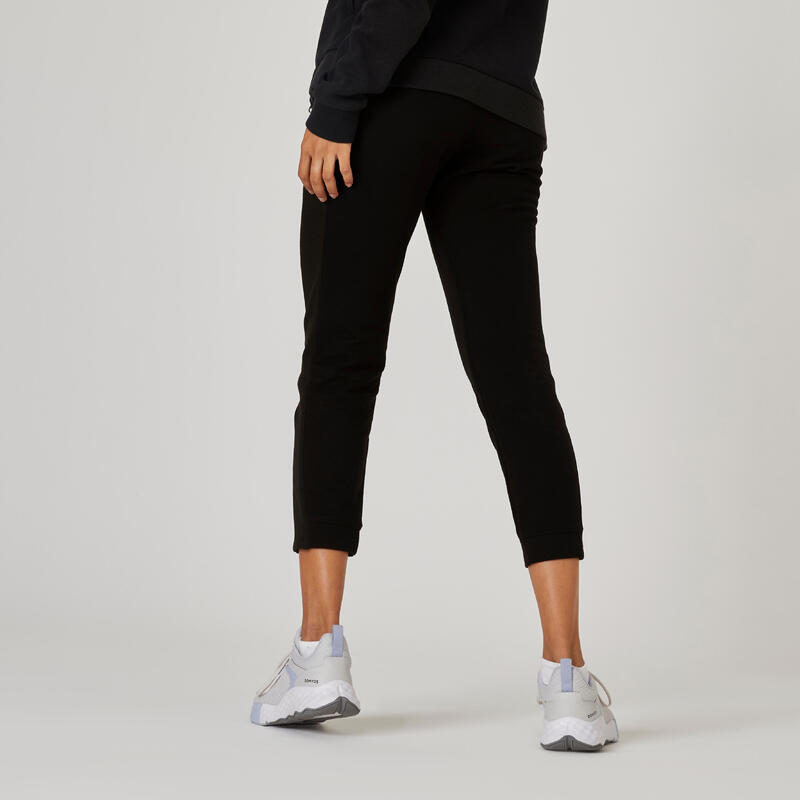 Pantalon jogging 7/8 fitness femme - 520 Noir