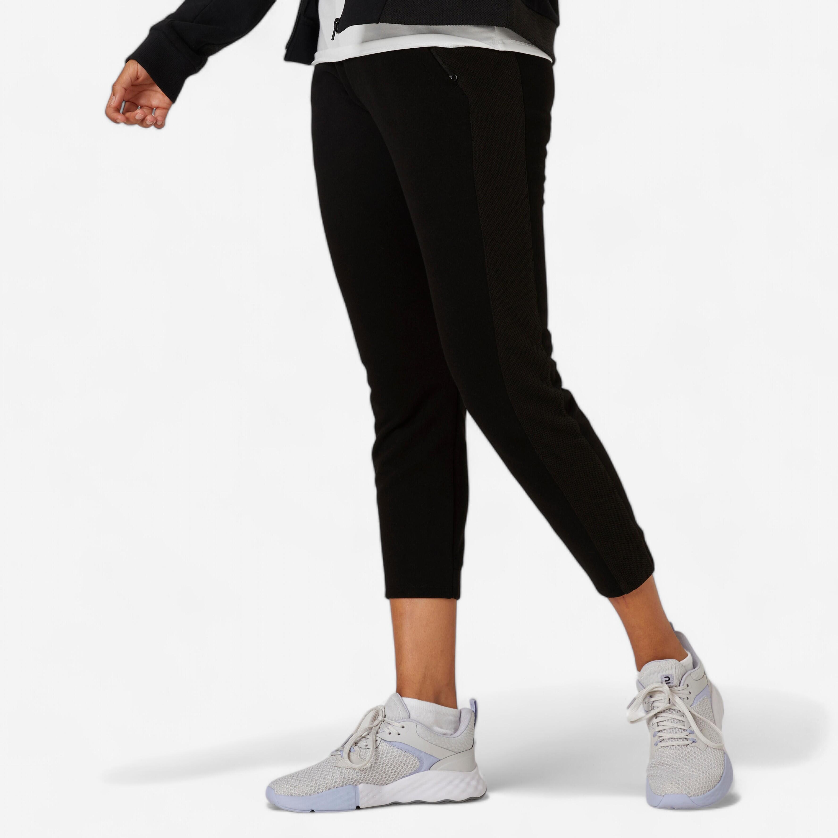 Pantaloni da jogging fitness 7/8 da donna - 520 Nero