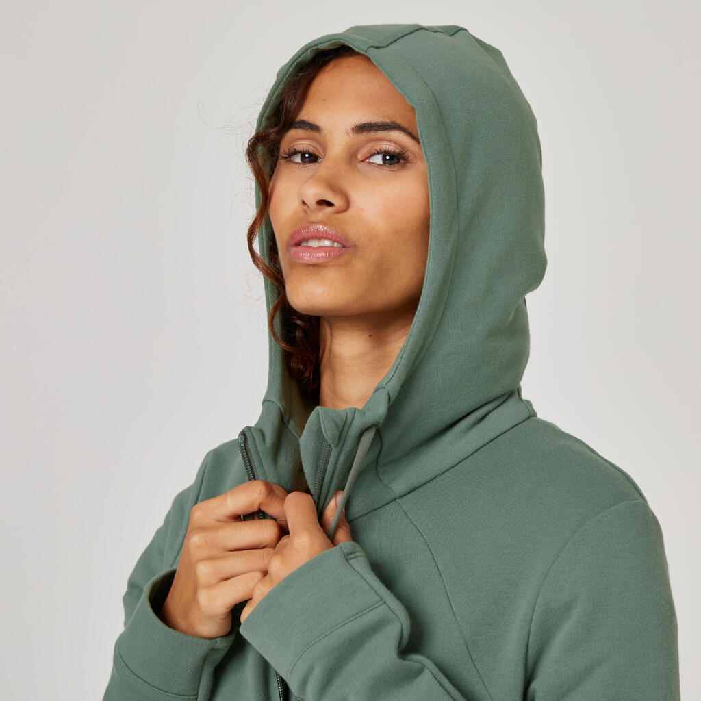 Trainingsjacke Kapuze Damen Fitness 520 - sepia 