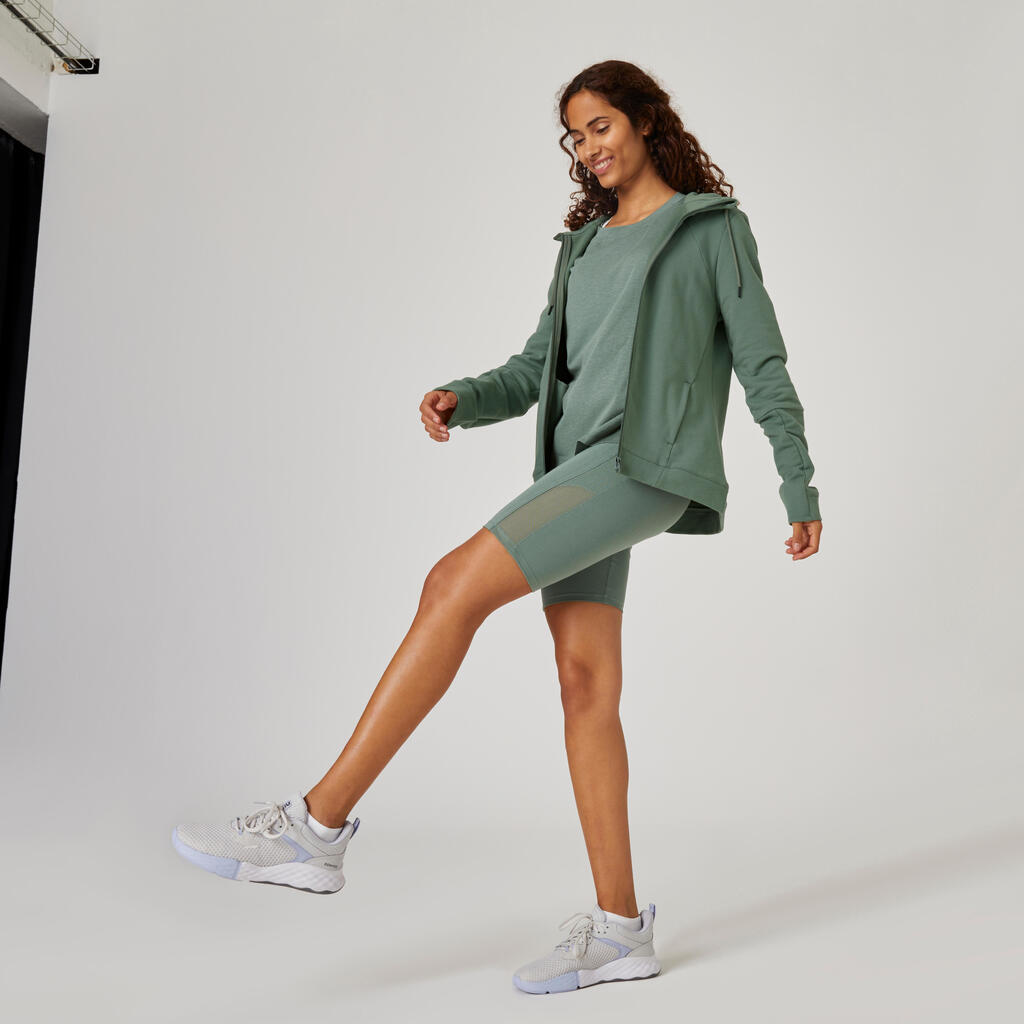 Trainingsjacke Kapuze Damen Fitness 520 - sepia 