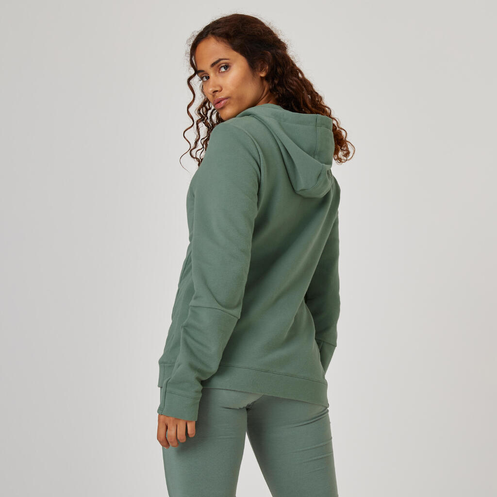 Trainingsjacke Kapuze Damen Fitness 520 - sepia 