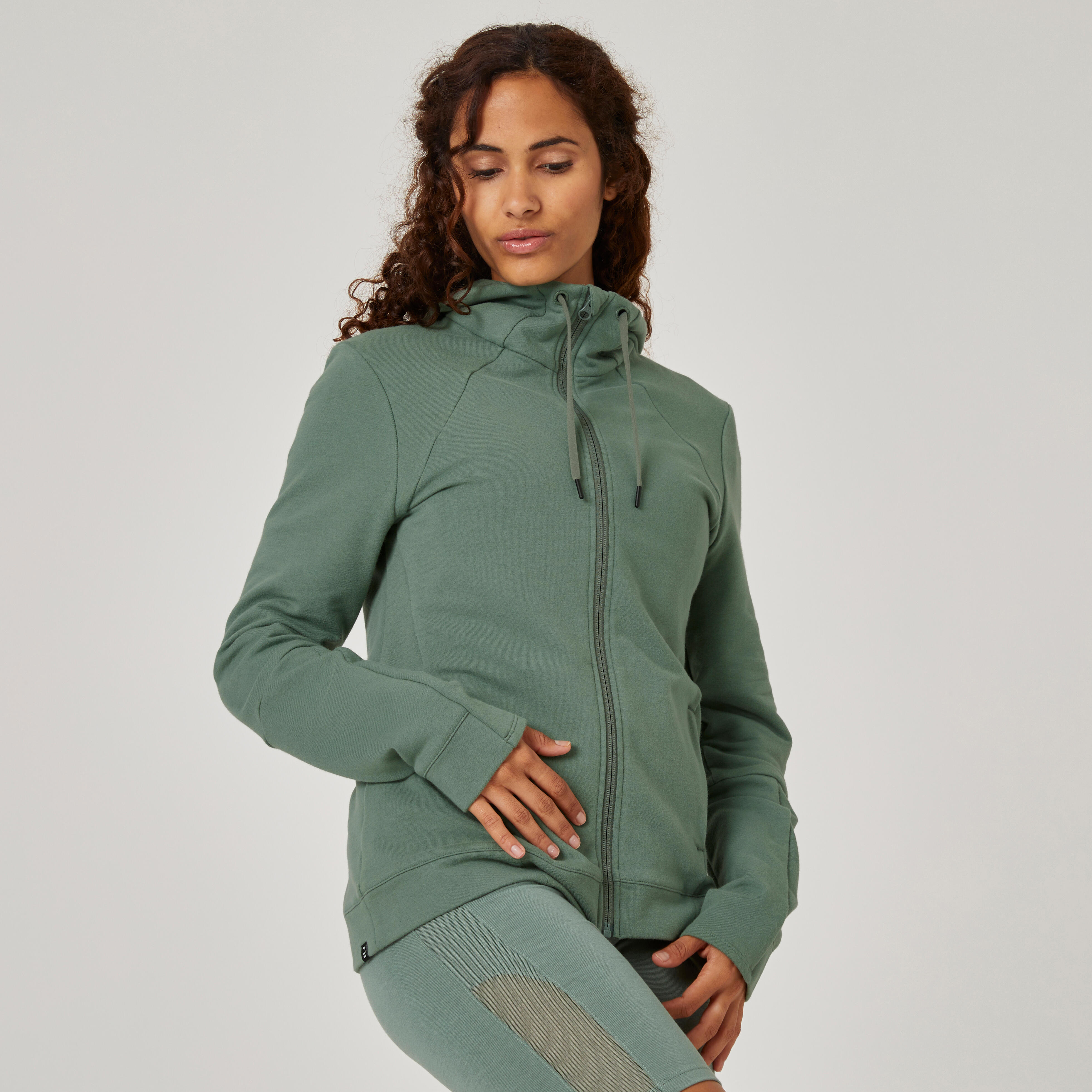 Sudadera con cremallera y capucha cuello cremallera recta mujer bolsillos  cremalleras - 520 DOMYOS | Decathlon