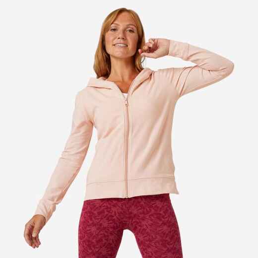 
      Women's Zip-Up Fitness Hoodie 500 - Pink Quartz
  