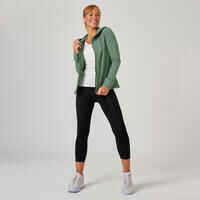 Women's Zip-Up Fitness Hoodie 500 - Laurel Green