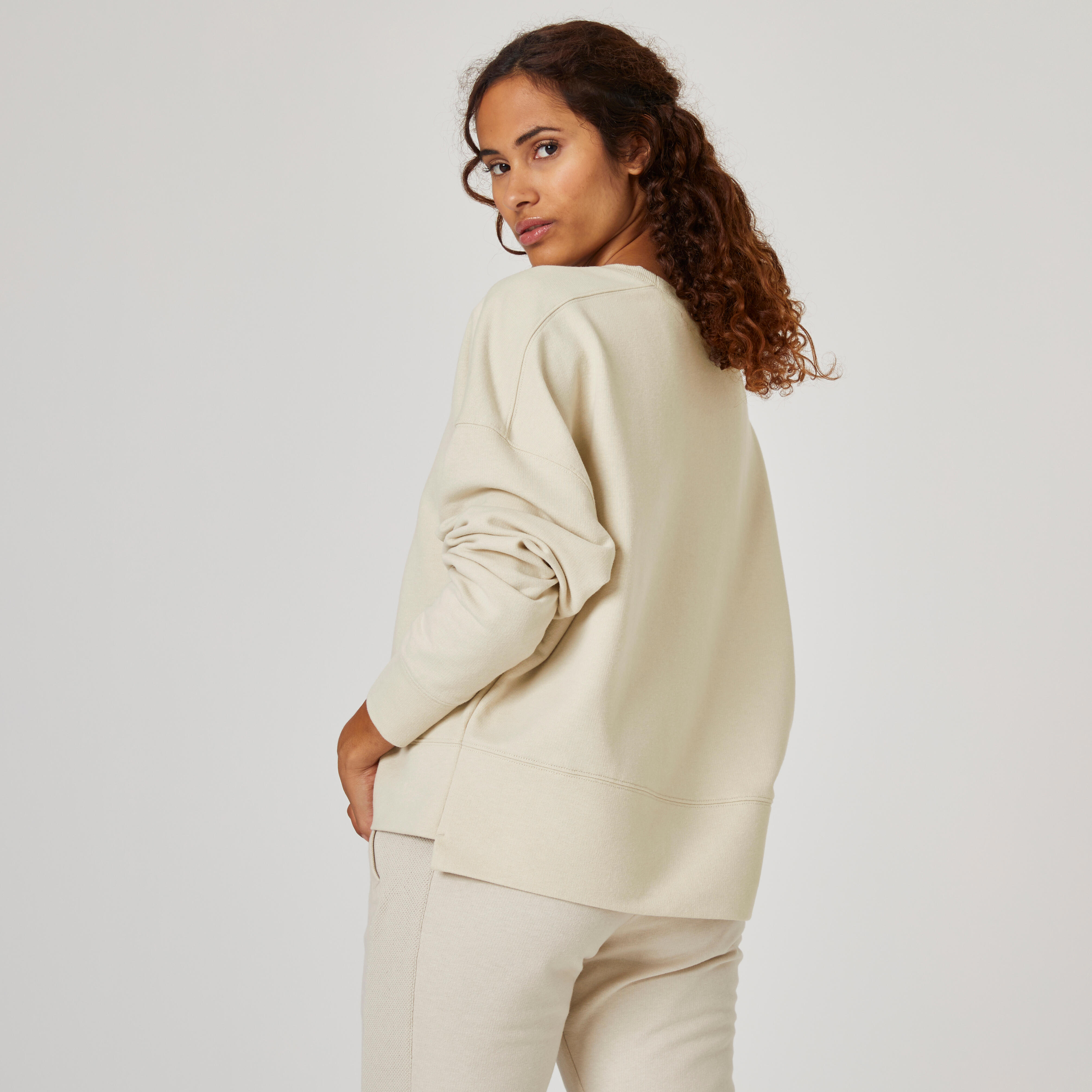 Loose Fitness Sweatshirt - Beige Print 