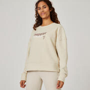 Women's Loose Fitness Sweatshirt 120 Cosmeto - Beige with Print
