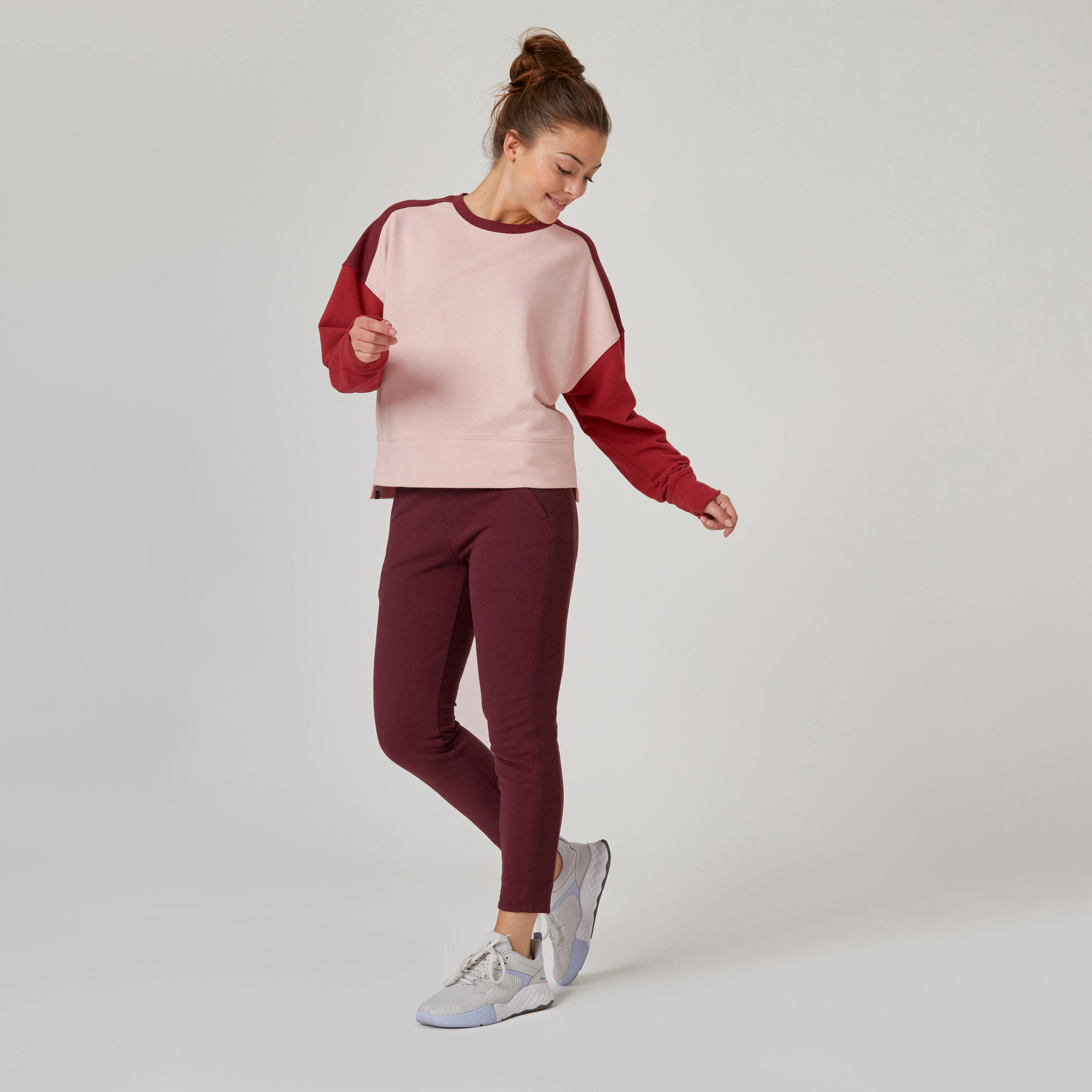 Women's Loose Fitness Sweatshirt 120 Cosmeto - Pink/Burgundy 3/7