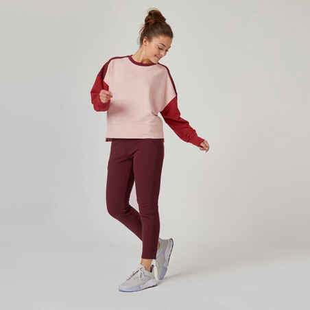 Sweatshirt Loose Fitnesstraining rosa/bordeaux