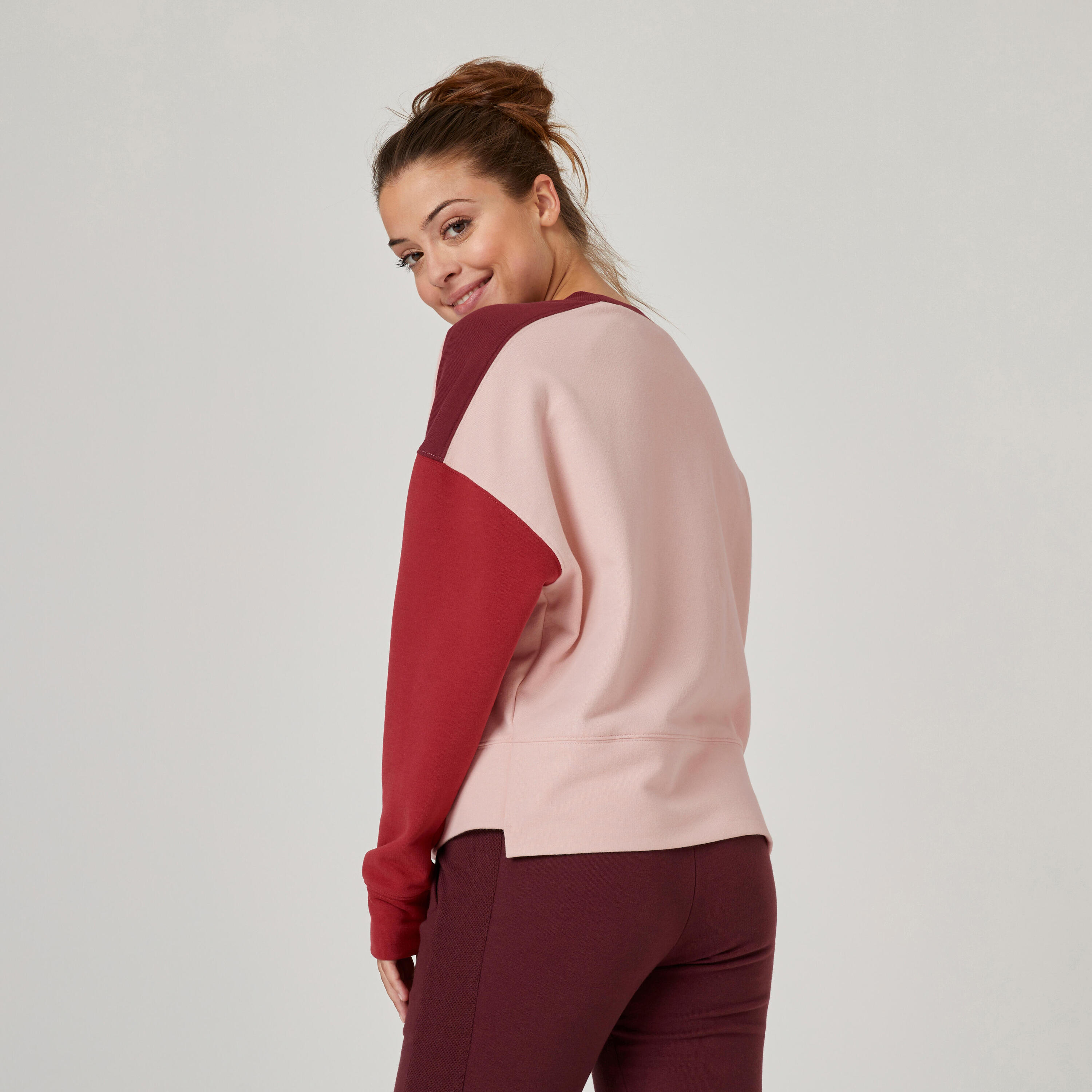 Women's Loose Fitness Sweatshirt 120 Cosmeto - Pink/Burgundy 2/7