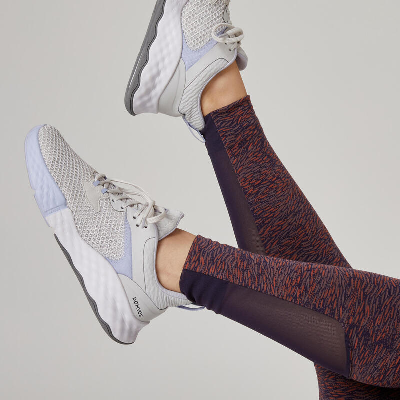 Legging Coton Extensible Fitness Taille Haute avec Mesh bleu avec Imprimé