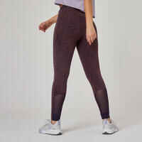 Stretchy High-Waisted Cotton Fitness Leggings with Mesh - Blue Print
