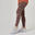 Legging Coton Extensible Fitness Taille Haute avec Mesh marron avec Imprimé