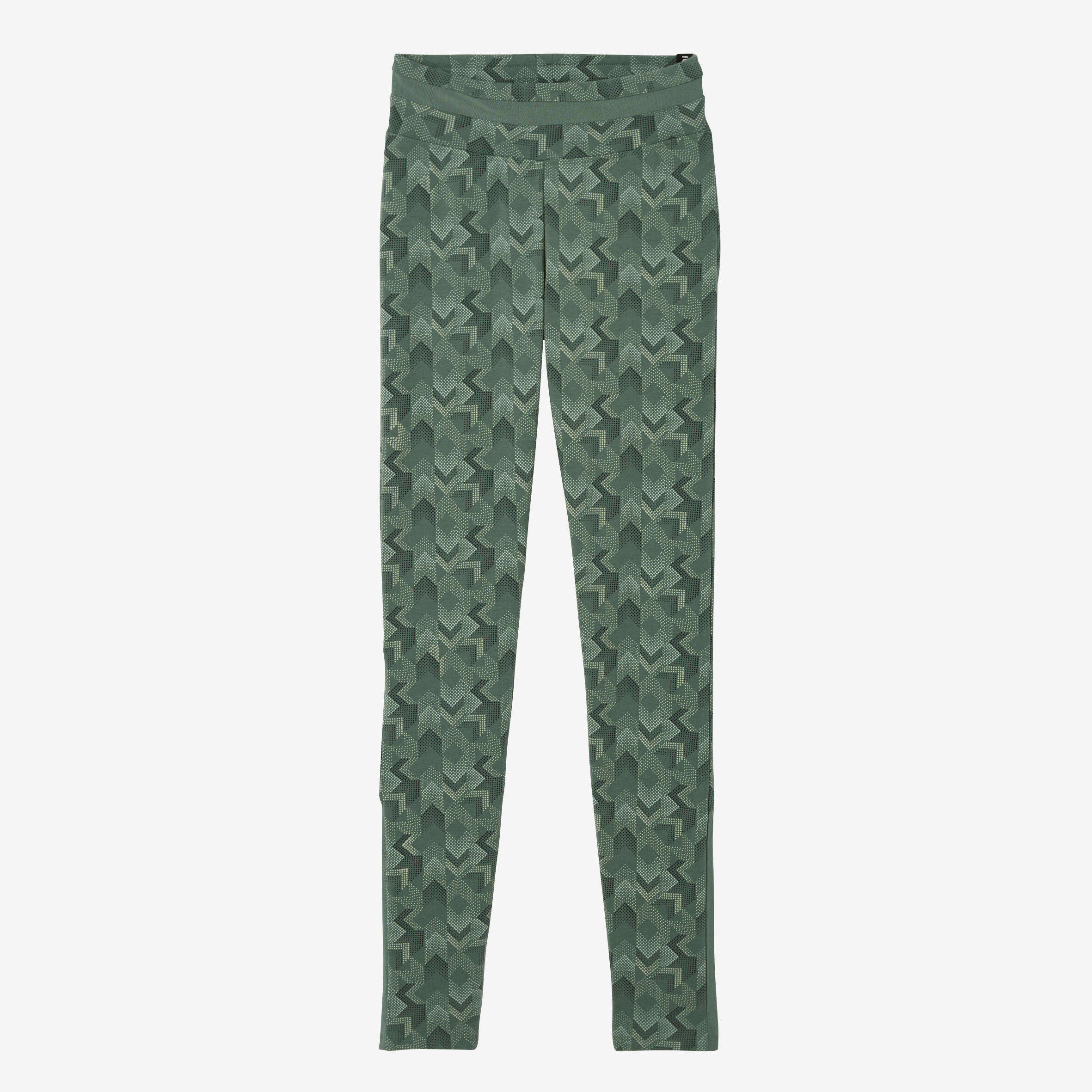 Stretchy High-Waisted Cotton Fitness Leggings with Mesh - Green Print 7/7