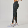 Women's Gym Cotton Blend Legging 520 with Mesh-Grey Print