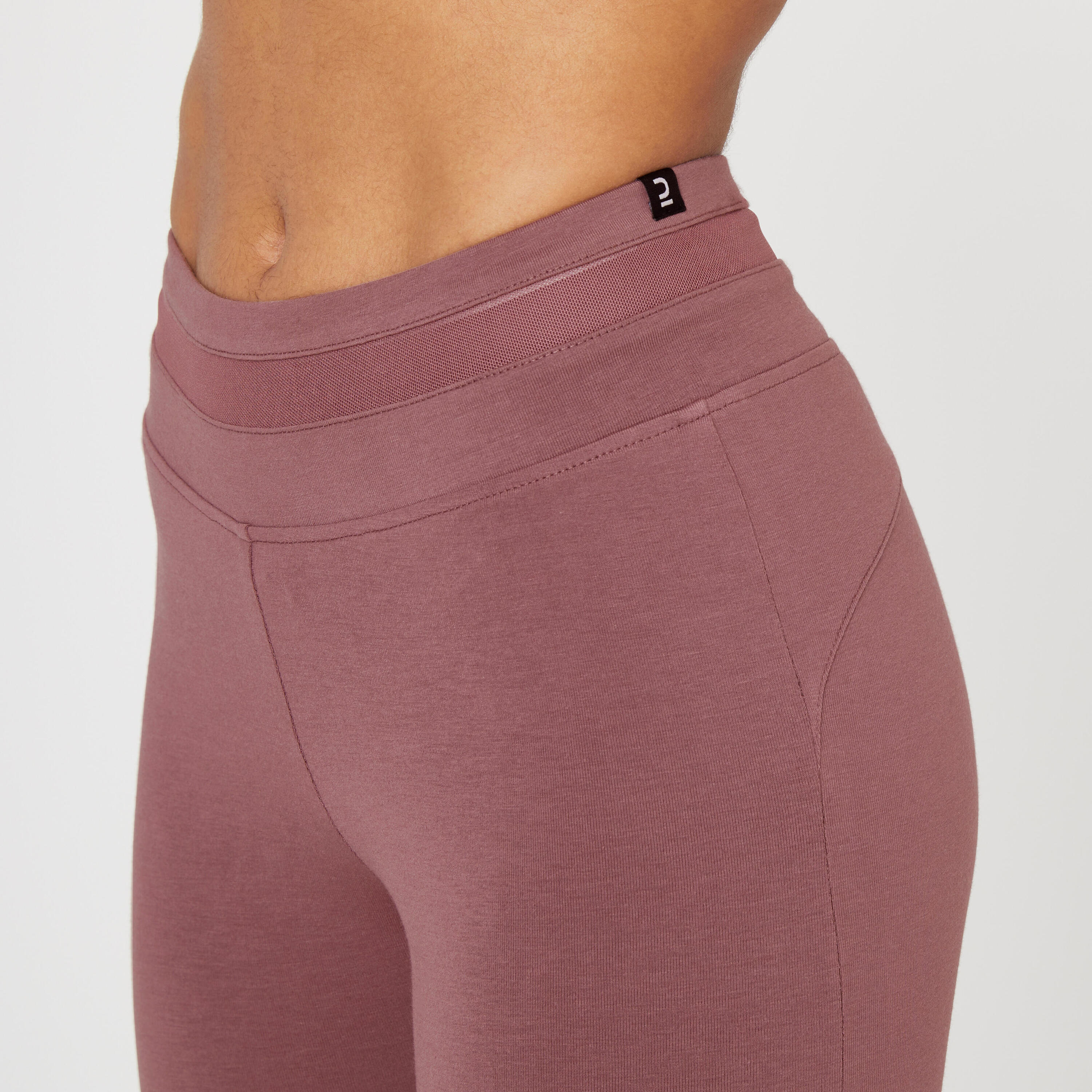 Stretchy High-Waisted Cotton Fitness Leggings with Mesh - Purple 5/7